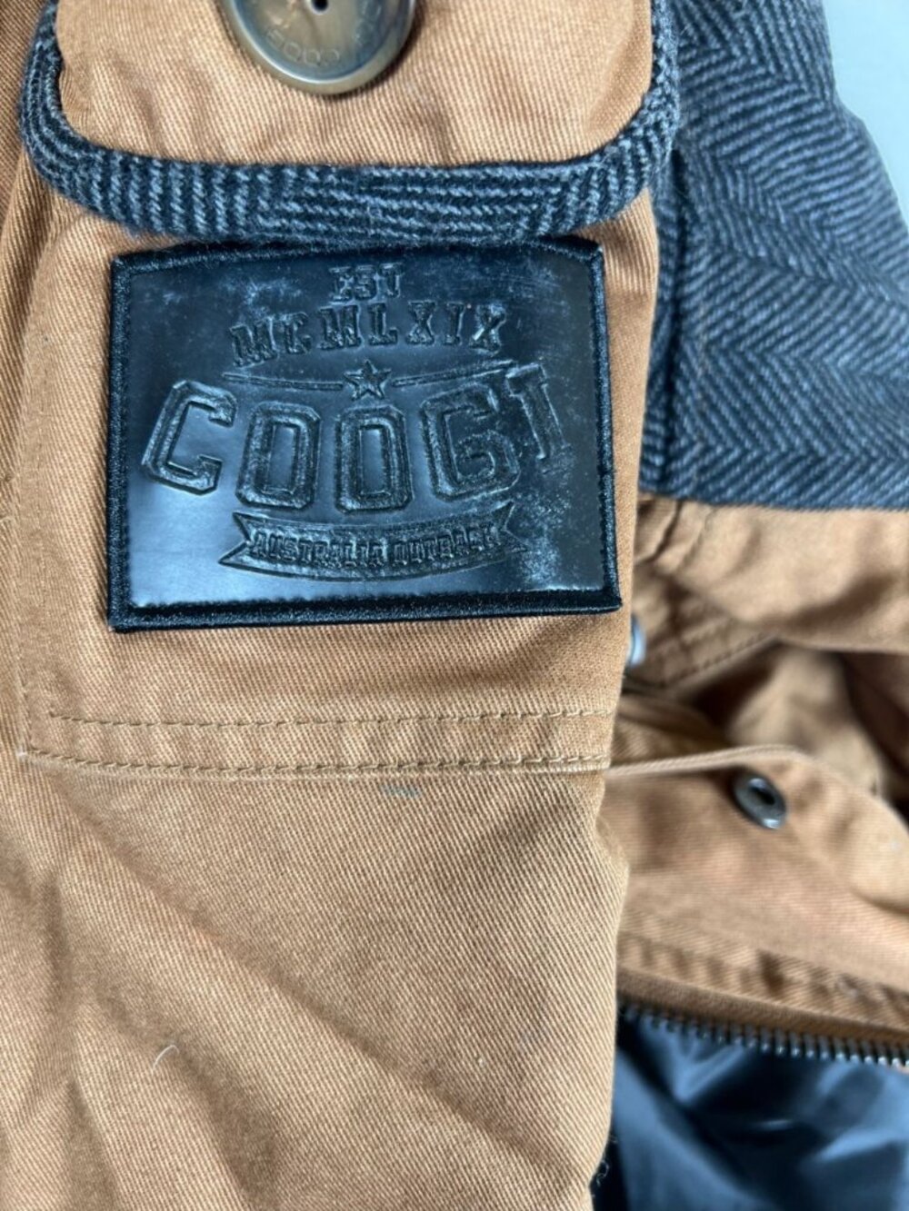 Coogi Men’s 2XL Brown Utility Field Jacket Herringbone Trim Full Zip Heavyweight - Picture 4 of 13